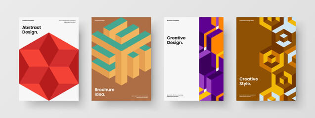 Fototapeta premium Minimalistic geometric shapes company identity concept collection. Amazing pamphlet vector design illustration set.