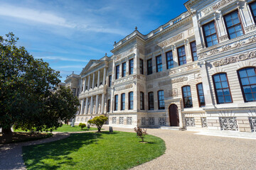 Exterior view of Dolmabahce Palace in Istanbul, Turkey.