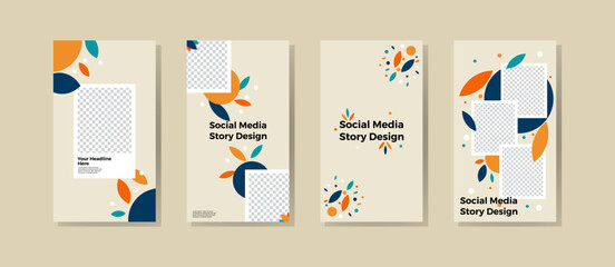 Social media story colorful illustration nature designs with a playful, modern style. Vector eps 10