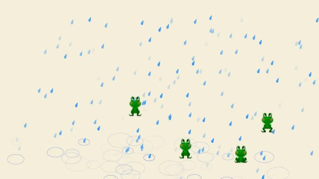 frogs and rain background and 2d animation, water drops, rain drops, Rainy day background, Raining, Rainy season, heavy rain