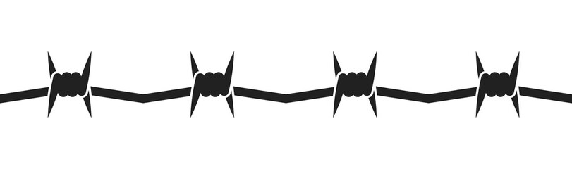 Black seamless wire pattern. Rusty barbwire. Vector EPS 10