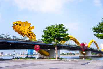 Da Nang city, Vietnam ,10 SEP 2020 :Dragon Bridge,famous bridge in Da Nang city,Dragon Bridge is the highly recommend landmark of Da Nang City, Vietnam.