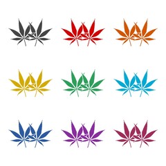 Marijuana linked icon isolated on white background. Set icons colorful