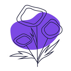 Abstract outline flower. Transparent PNG.