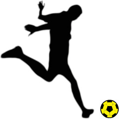 silhouette design of football players in action with transparent background