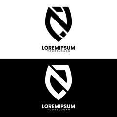 letter n shield logo design