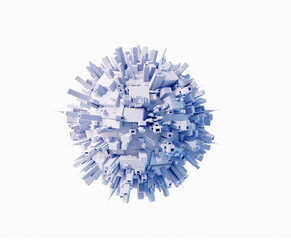 Fototapeta premium Tech ball, abstract meta ball, ball made of computer chips, technology background. Futuristic sci-fi ball, made of lots computer chips. Abstract technology background. 3D