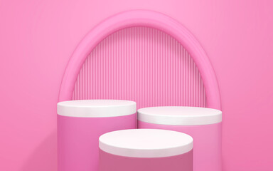 Background rendering with 3d podium and wall scene abstract background. 3D illustration, 3D rendering	