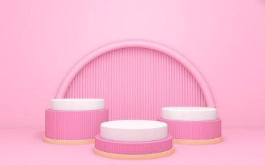 Background rendering with podium and wall scene abstract background. 3D illustration, 3D rendering	