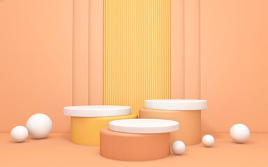 Background rendering with podium and wall scene abstract background. 3D illustration, 3D rendering	
