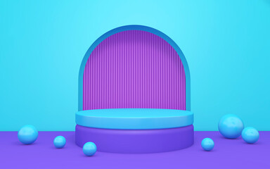 Background rendering with 3d podium and wall scene abstract background. 3D illustration, 3D rendering	