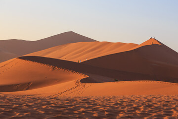 Fototapeta na wymiar Amazing View from the dune to the salt pan of Sossusvlei, Namibia.