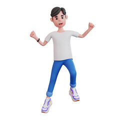 3d male character jumping in the air