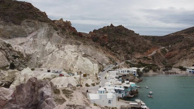 Firopotamos Village and Beach in Milos, Cyclades Island in Aegean Sea, Greece
