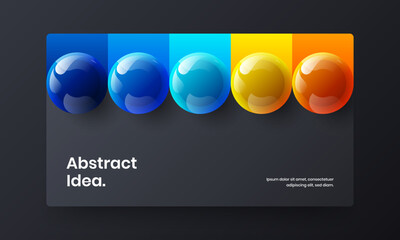 Vivid realistic balls company identity layout. Simple brochure vector design illustration.