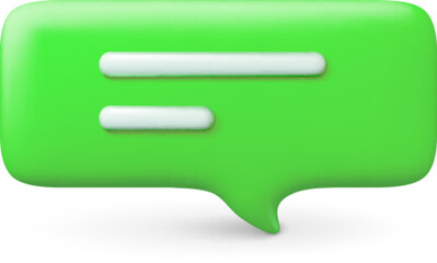 Chat box 3d speech bubble. Message acid vector icon, talk or thinking balloon. Comment cloud for chatting, conversation or support service