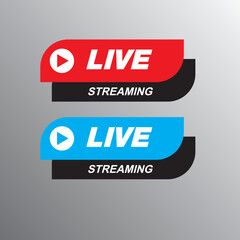 Red and Blue Live stream buttons set