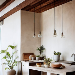 minimalistic kitchen interior with natural vibe