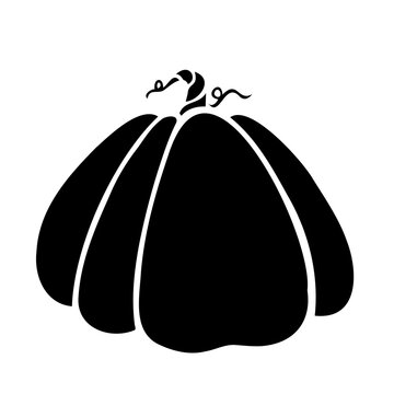 Autumn Halloween or Thanksgiving pumpkin symbol in flat design, simple, outline