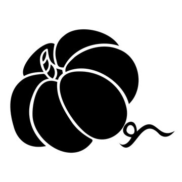 Autumn Halloween or Thanksgiving pumpkin symbol in flat design, simple, outline