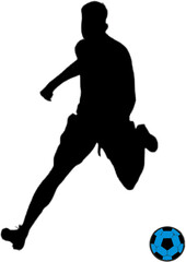 silhouette design of football players in action with transparent background