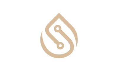 Obraz premium technology oil drops and letter s logo vector design, minimalist and clean.