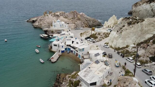 Firopotamos Village and Beach in Milos, Cyclades Island in Aegean Sea, Greece