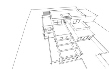 house building sketch architecture 3d illustration