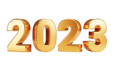 3d render of happy new year 2023 in gold