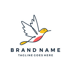 Fototapeta premium line art sparrow bird logo design, minimalist bird vector illustration