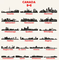 Fotobehang Canada cities skylines silhouettes vector set © brichuas