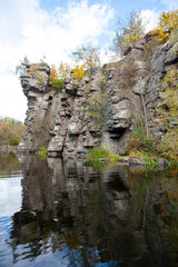 Beautiful granite rocks on the Girskyi Tikych River, Buky, Cherkasy region, Ukraine