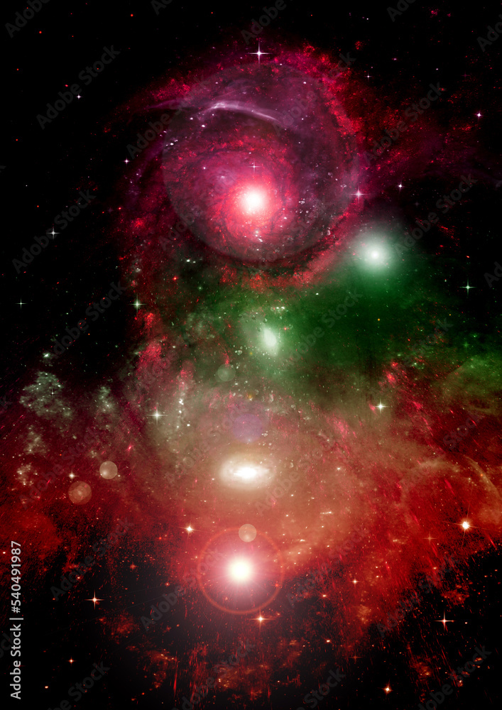 Wall mural galaxy in a free space. 3d rendering