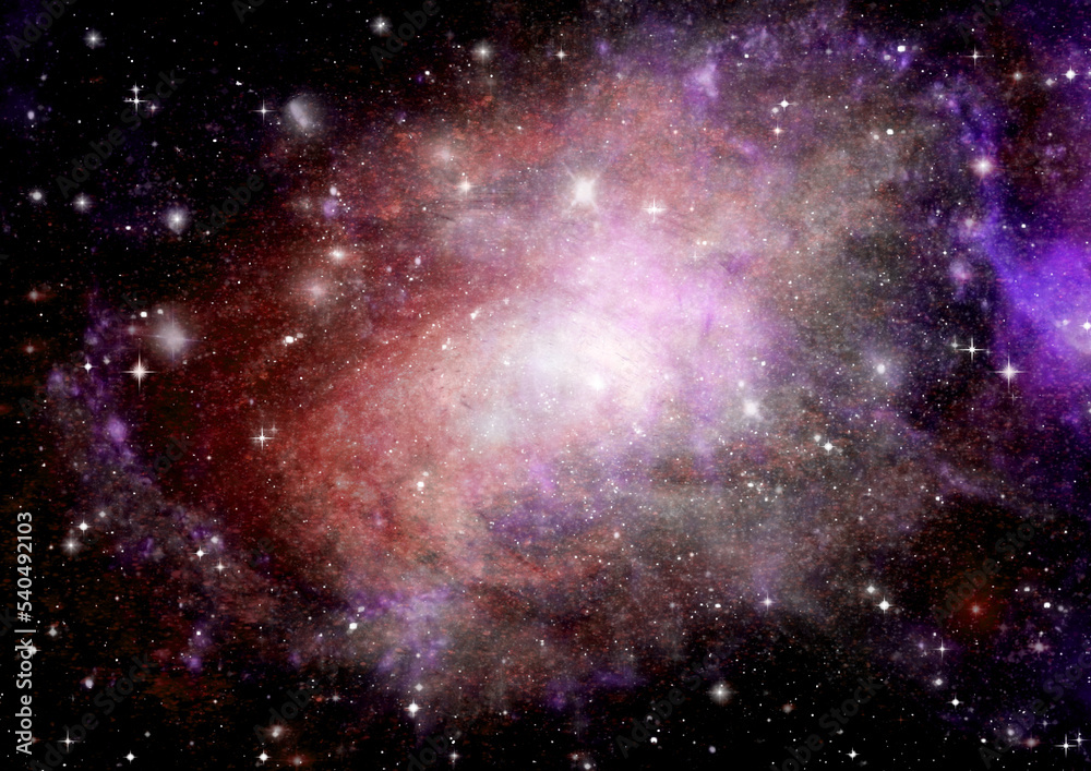 Wall mural galaxy in a free space. 3d rendering