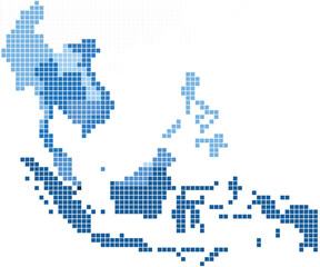 Fototapeta na wymiar Square shape South east Asia map.