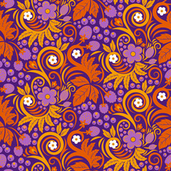 Floral pattern. decorative botanical illustrations with flowers and leaves. vector seamless background