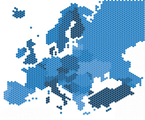 Fototapeta na wymiar Geometry hexagon form of Europe map