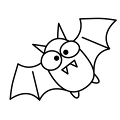 Black cute bat icon, cartoon style