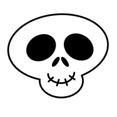 Cute skull outline icon isolated