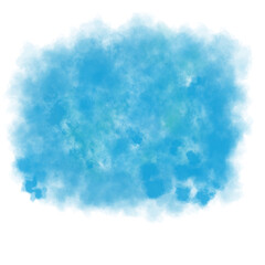 Ultra high resolution abstract soft aesthetic blue watercolor painting illustration of clouds element. Explosion of multicolor powder. transparent background PNG file