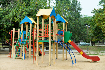 Modern children's playground in city park
