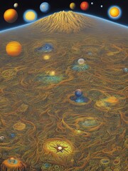 Cosmos psy chill deatailed atmospheric 3d illustration