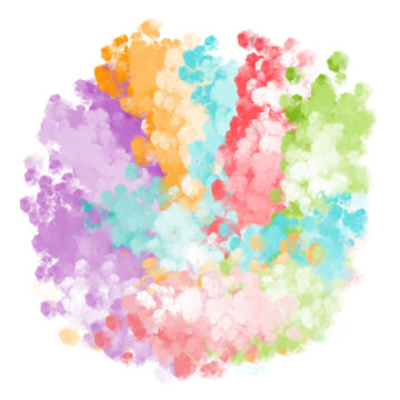 Ultra high resolution abstract soft aesthetic watercolor painting illustration of clouds element. Minimalist colorful art background. Explosion of multicolor powder. transparent background PNG file