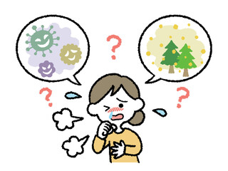 感染症か花粉症か考える女性