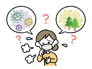 感染症か花粉症か考えるマスク姿の女性