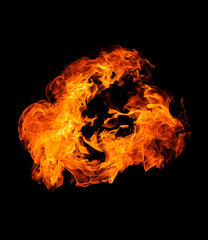 Fototapeta na wymiar Burning flame on black background