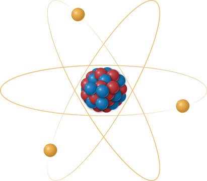 Atom Structure, Protons, Neutrons And Electrons Orbiting The Nucleus