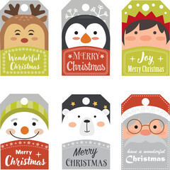 set of christmas labels for gift box