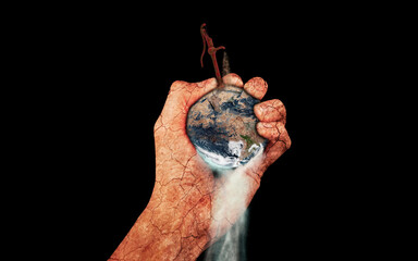 Dying Earth. Isolated on Black, 3D Render. 3D Illustration