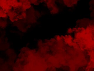 Red smoke on a black background. 3D illustration generated from a tablet, used as a background in abstract style.